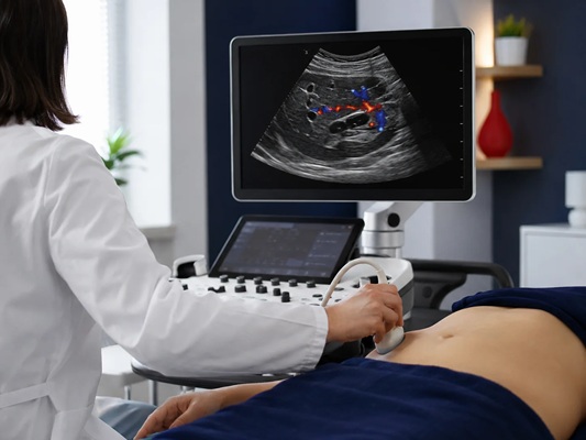 consulta médica e exames de imagem